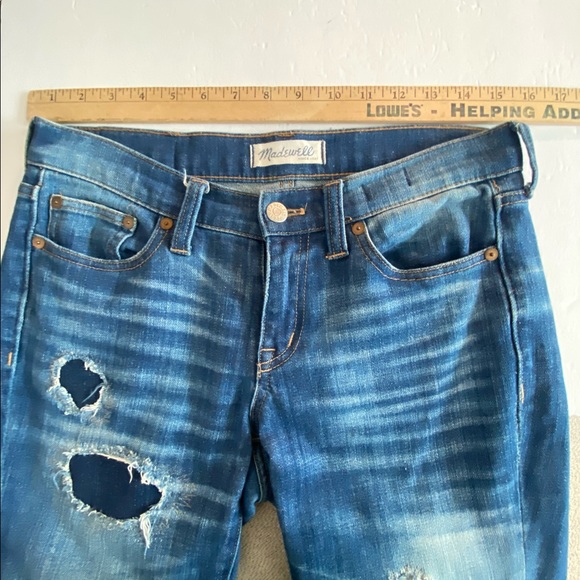 Madewell Slim Straight Boyjean Distressed Boyfriend Paint Splatter Jean, Size 24 - Picture 9 of 9